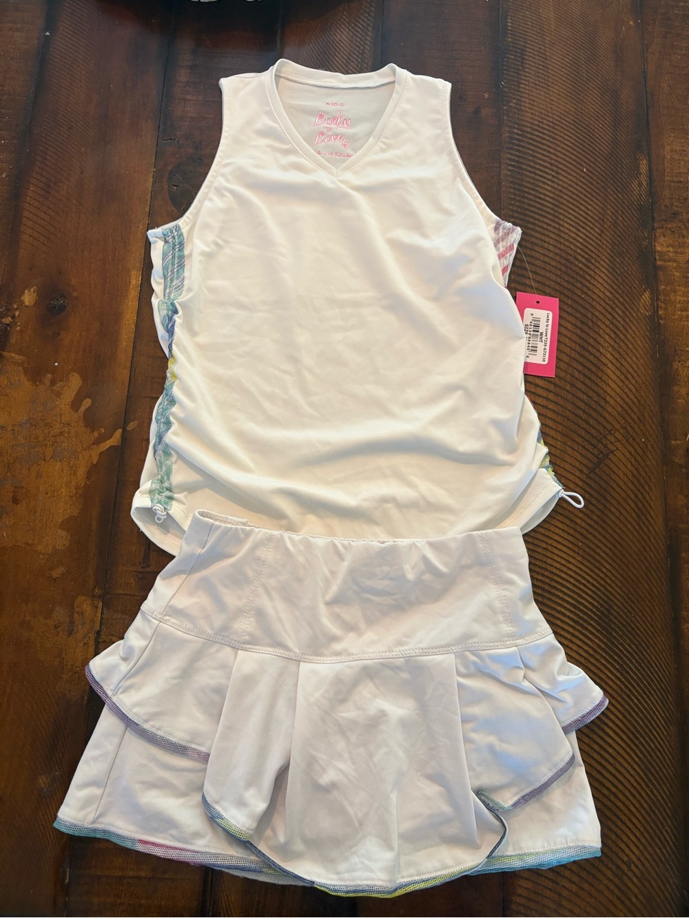 Lucy Love White Tank Top & Ruffle Skort with Pastel Trim